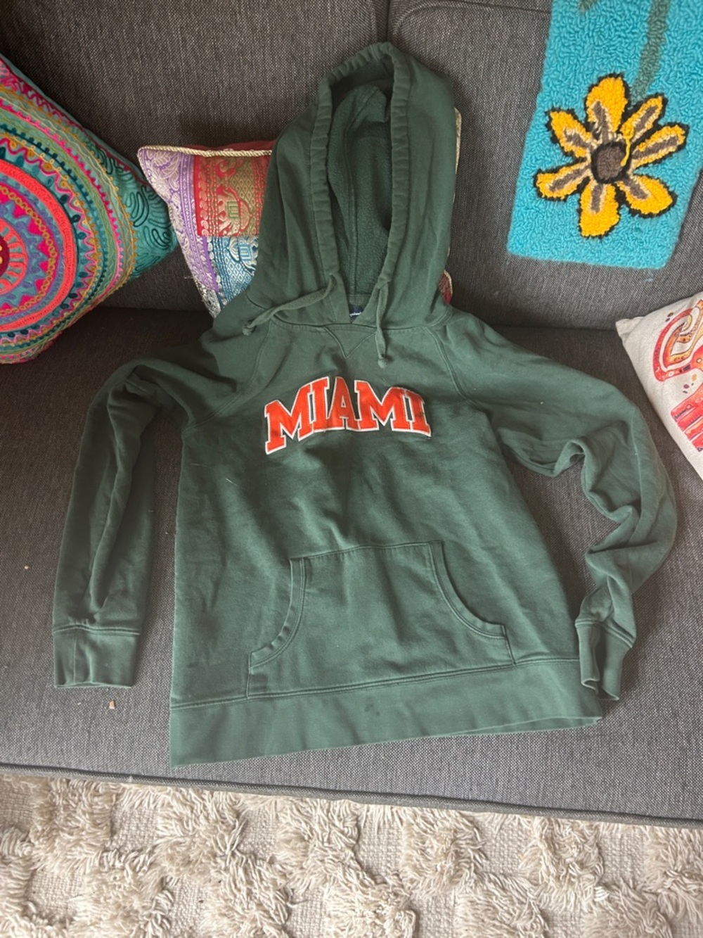 Champion Dark Green Hoodie with Red & White MIAMI Applique